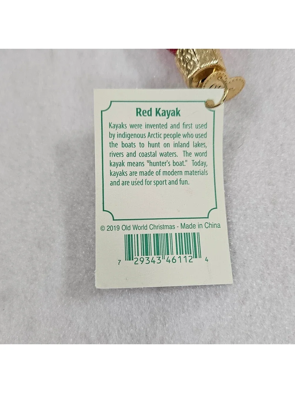 Old World Christmas Red Kayak Glass Ornament NWT 2019 Traditions to Cherish